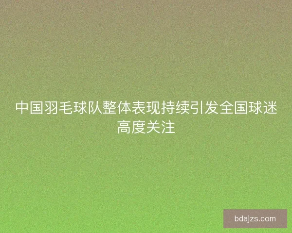中国羽毛球队整体表现持续引发全国球迷高度关注